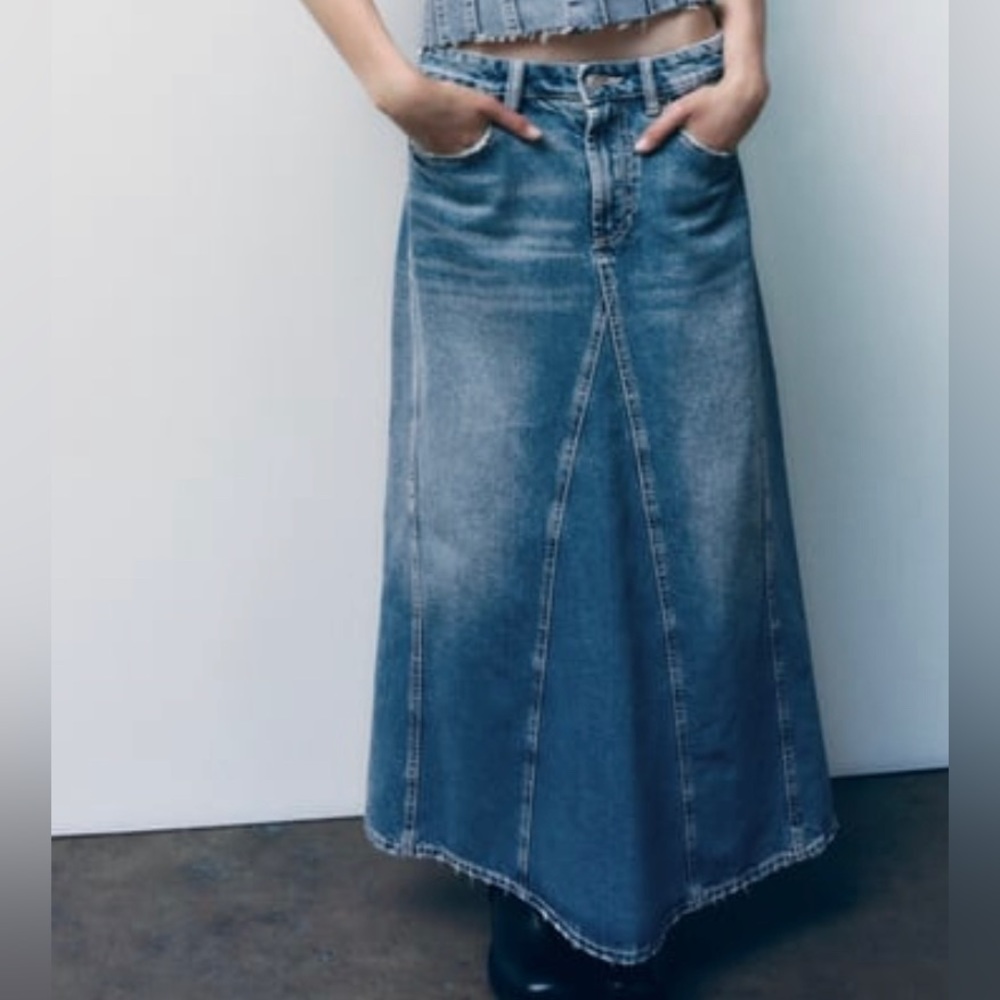 Zara maxi denim skirt TRF, size S